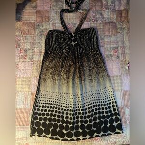 Elegant Black and White Halter Dress
